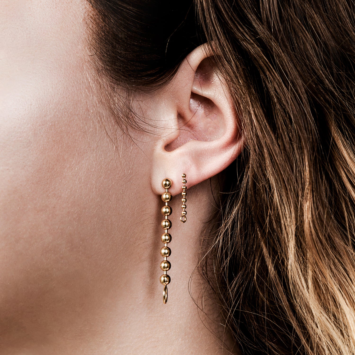 Beads Chain Earring w/ O-ring Hook Vermeil