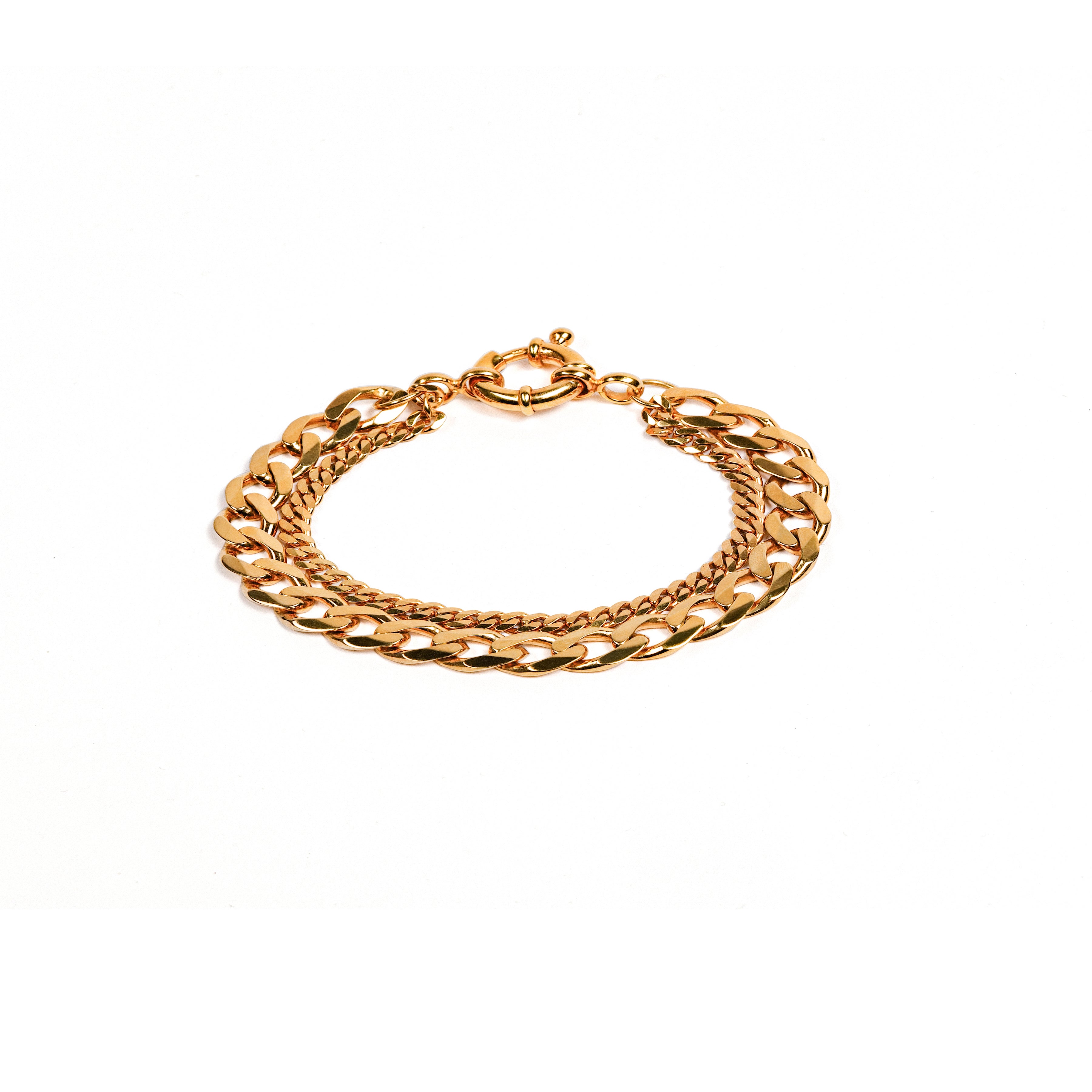 New Flat Curb Chain Bracelet Gold