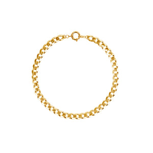 10mm New Flat Curb Chain Necklace Gold Vermeil