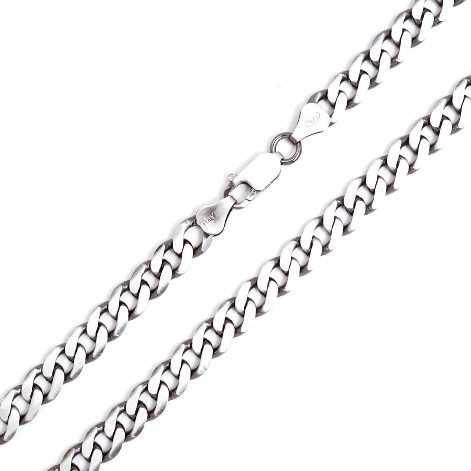 7mm Gun Metal Flat Curb Chain Necklace