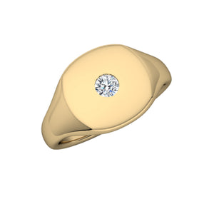 14K Gold Signet Ring with Diamond
