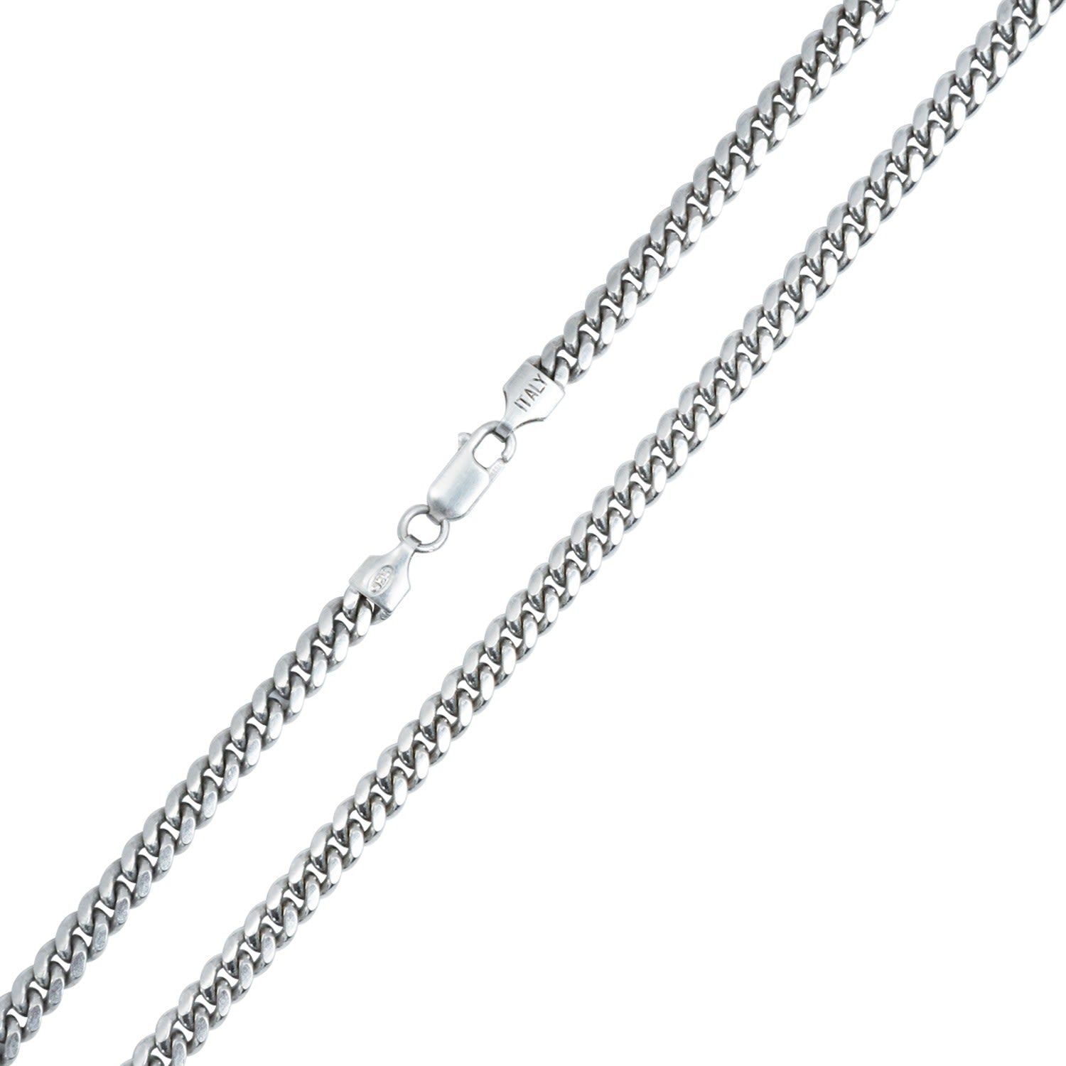 5mm Miami Curb Chain Rhodium Finish Necklace