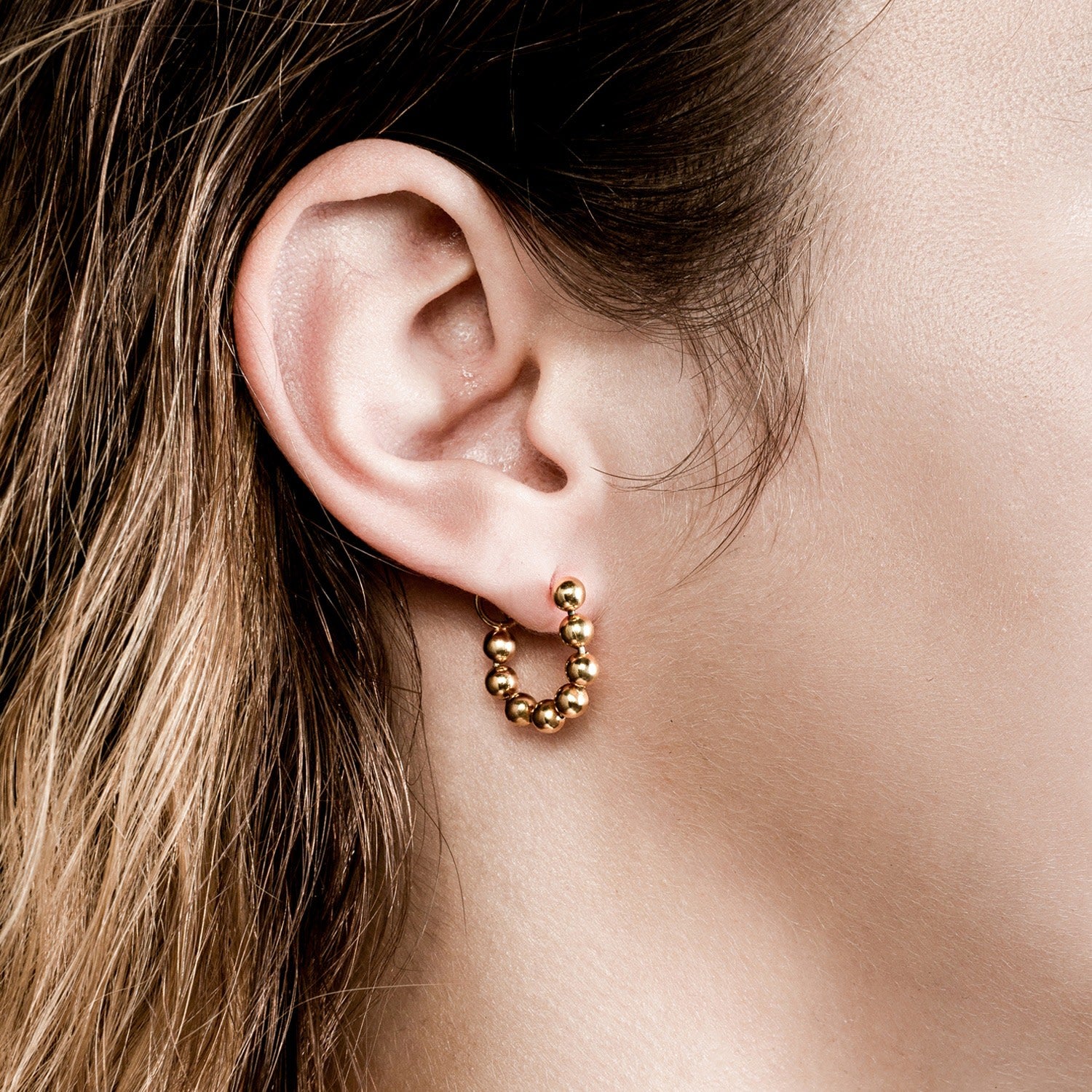 Big Beads Chain Earring w/ O-ring Hook Vermeil